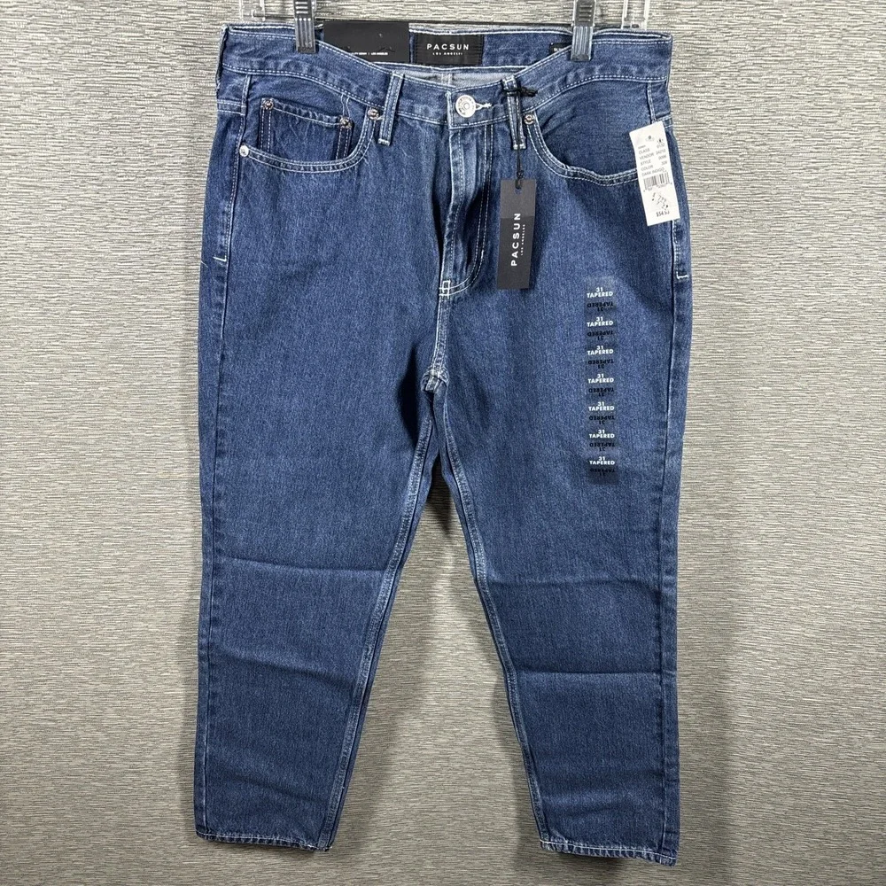 Pacsun Men's Slim Tapered Dark Indigo Blue Cotton Jeans Size 31 NEW